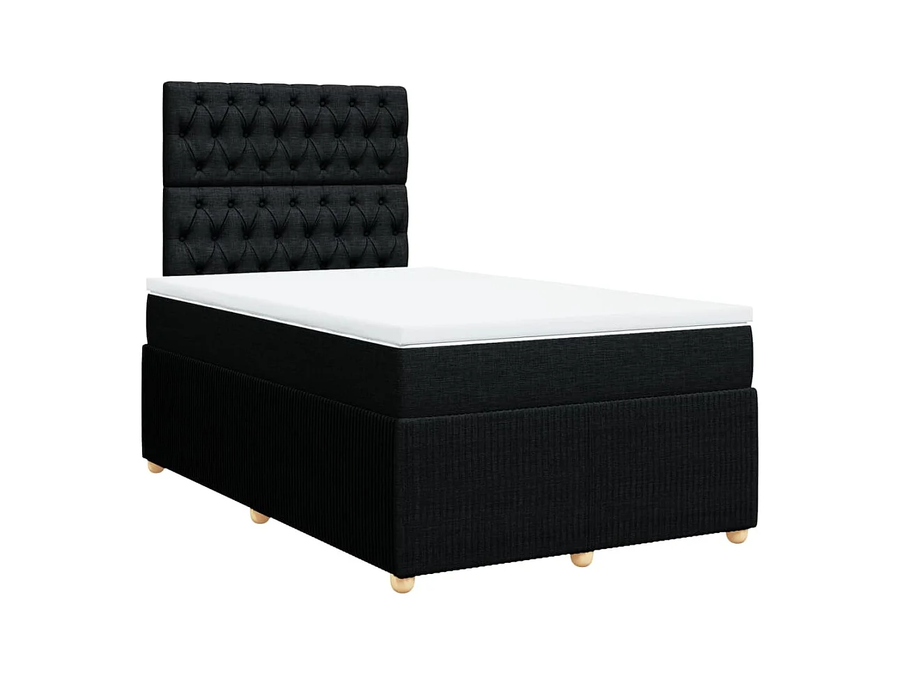 Cama boxspring com colchão 120x190 cm tecido preto