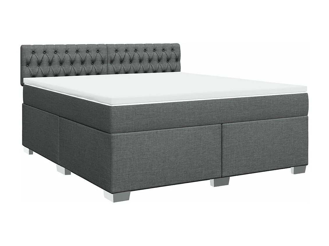 Cama box spring con colchón tela gris oscuro 180x200 cm