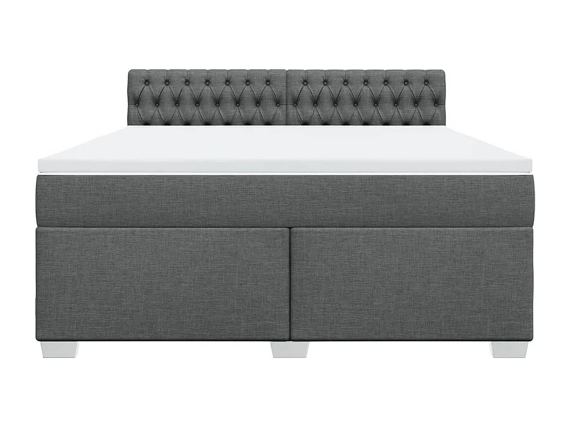 Cama box spring con colchón tela gris oscuro 180x200 cm