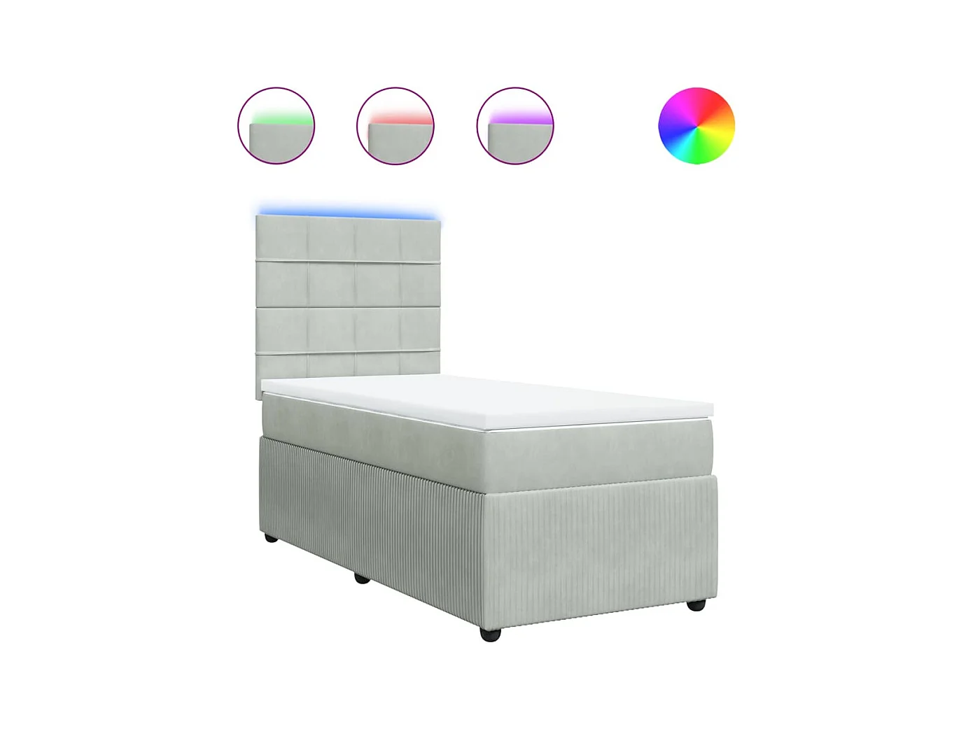 Sommier à lattes de lit et matelas Gris clair 90x200 cm Velours