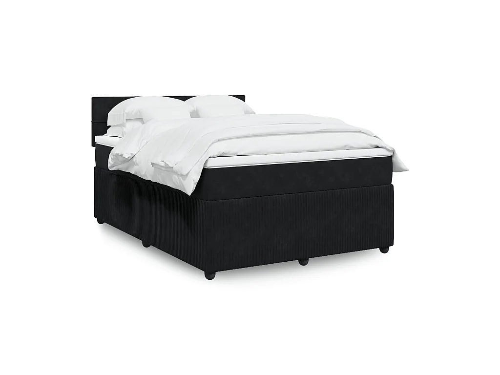 Sommier à lattes de lit avec matelas Noir 140x200 cm Velours
