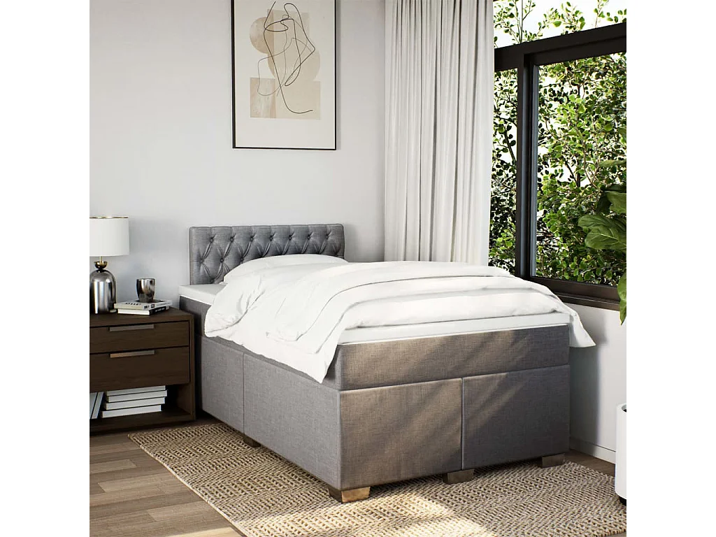 Boxspring met matras stof taupe 120x190 cm