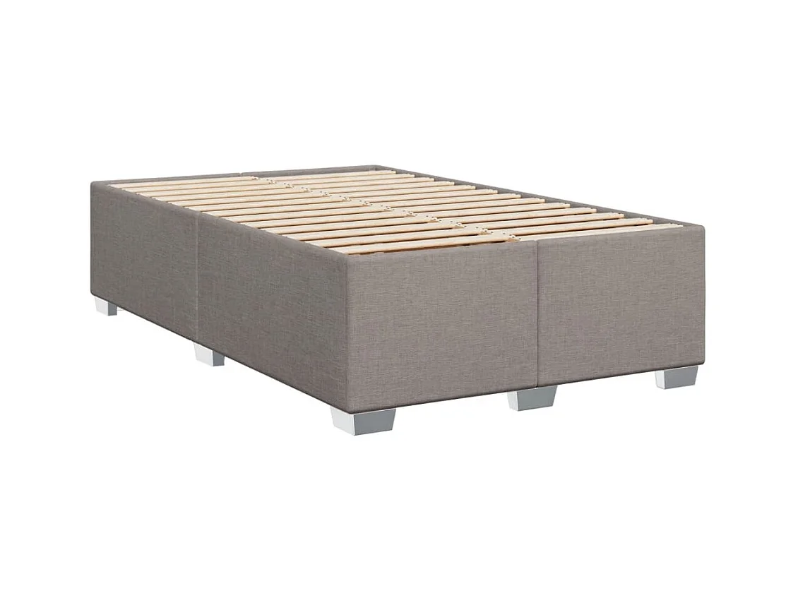 Cama box spring con colchón tela gris taupe 120x190 cm
