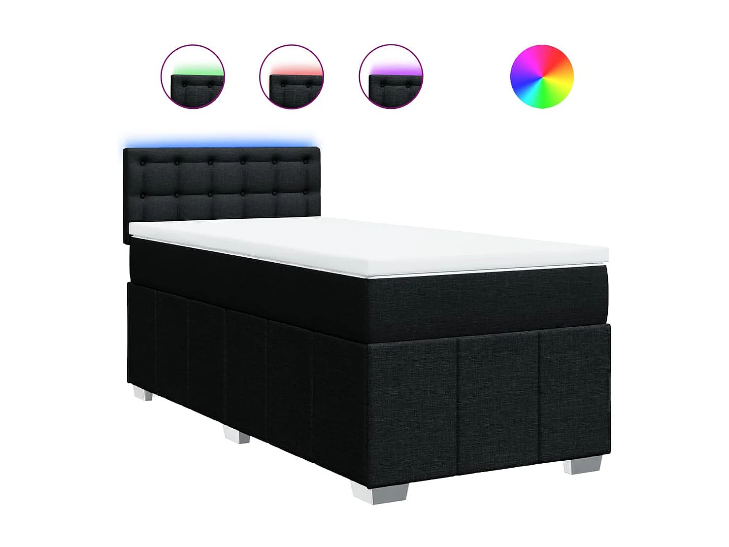 Sommier à lattes de lit avec matelas Noir 90x200 cm Tissu