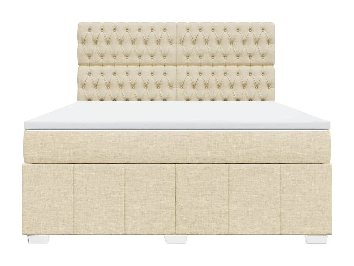 Sommier à lattes de lit avec matelas Crème 180x200 cm Tissu