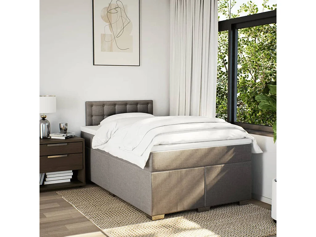 Boxspring met matras stof taupe 120x190 cm