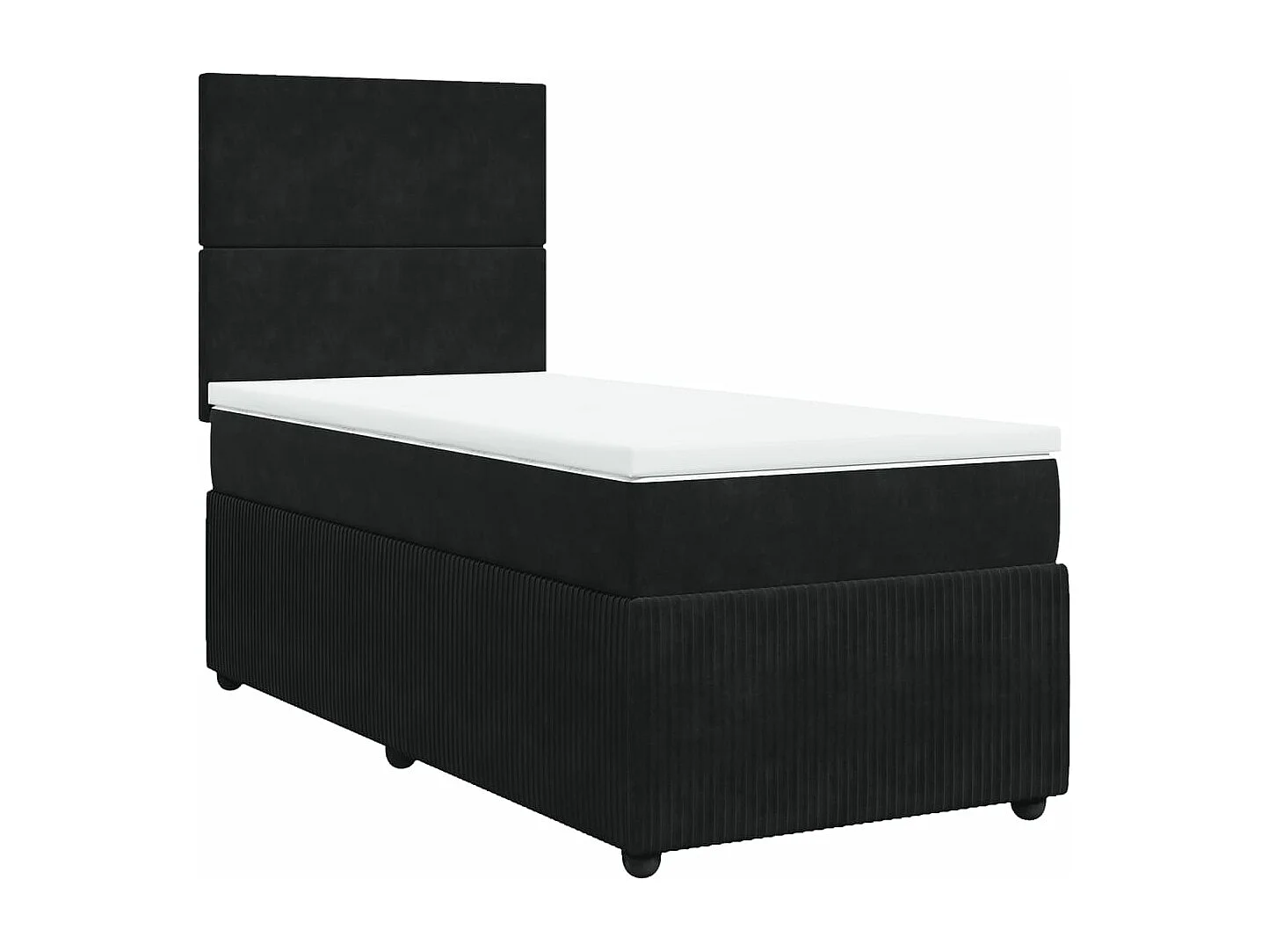 Sommier à lattes de lit avec matelas Noir 90x200 cm Velours
