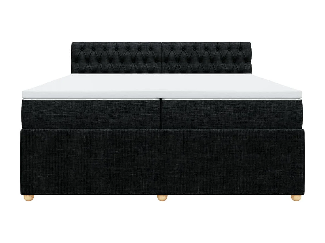 Sommier à lattes de lit avec matelas Noir 200x200 cm Tissu