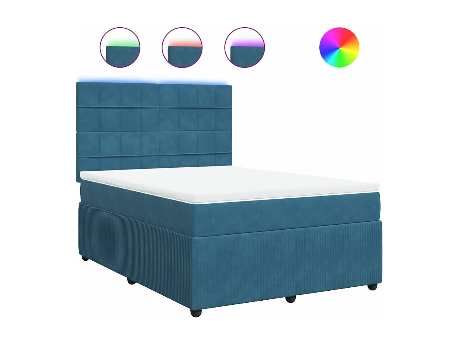 Cama boxspring com colchão 140x190 cm veludo azul