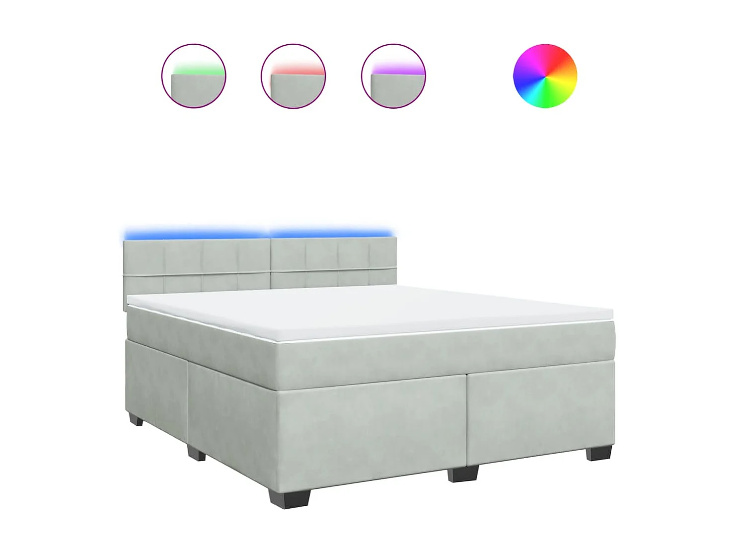 Sommier à lattes de lit et matelas Gris clair 180x200cm Velours