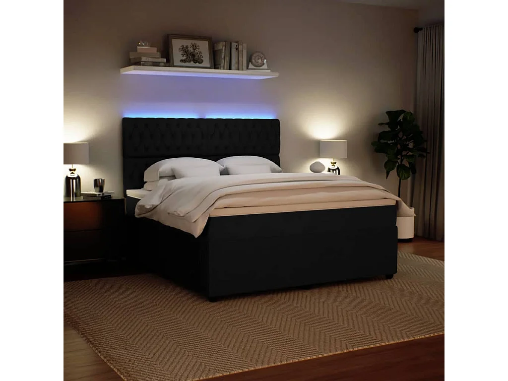 Cama com molas/colchão 180x200 cm veludo preto