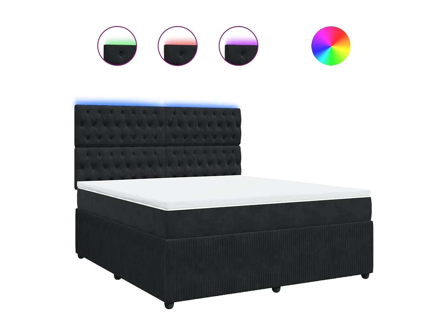 Cama box spring con colchón terciopelo negro 180x200 cm