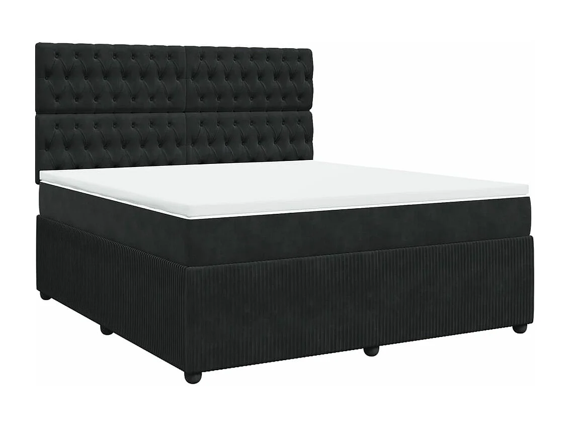 Cama box spring con colchón terciopelo negro 180x200 cm