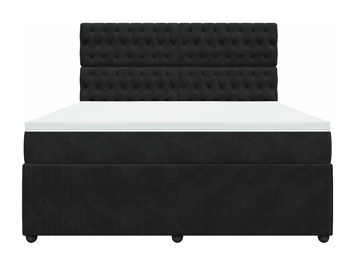Cama box spring con colchón terciopelo negro 180x200 cm
