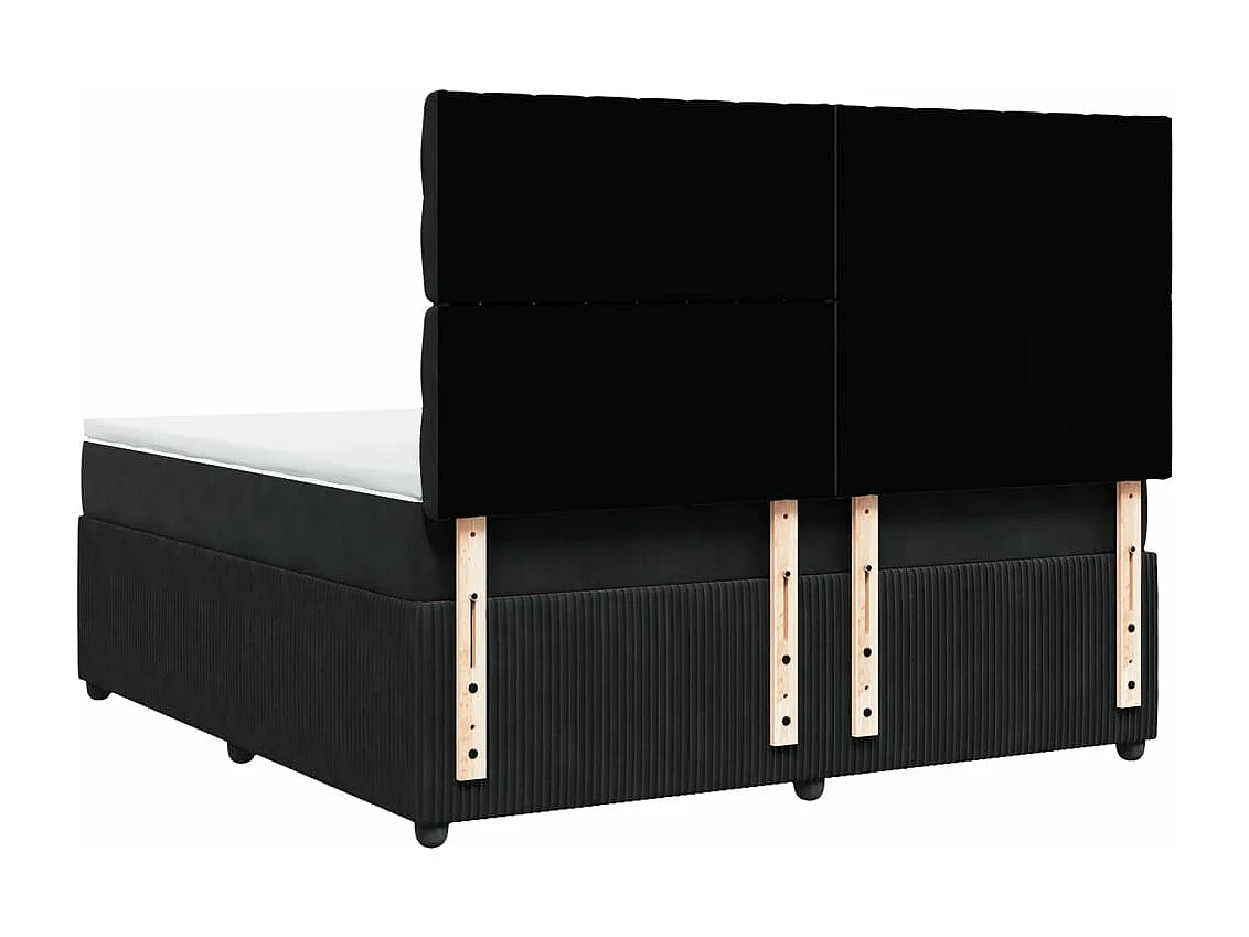 Cama box spring con colchón terciopelo negro 180x200 cm