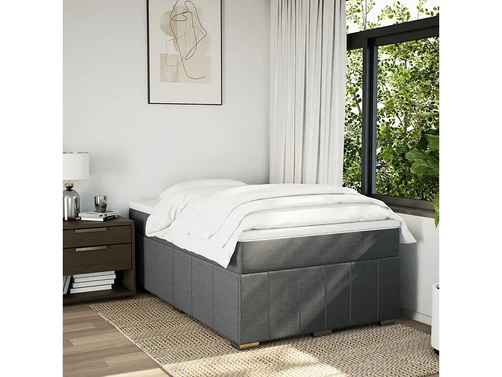 Sommier à lattes de lit avec matelas Gris foncé 120x200cm Tissu