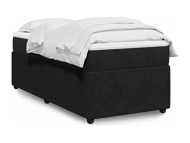 Sommier à lattes de lit avec matelas Noir 90x200 cm Velours