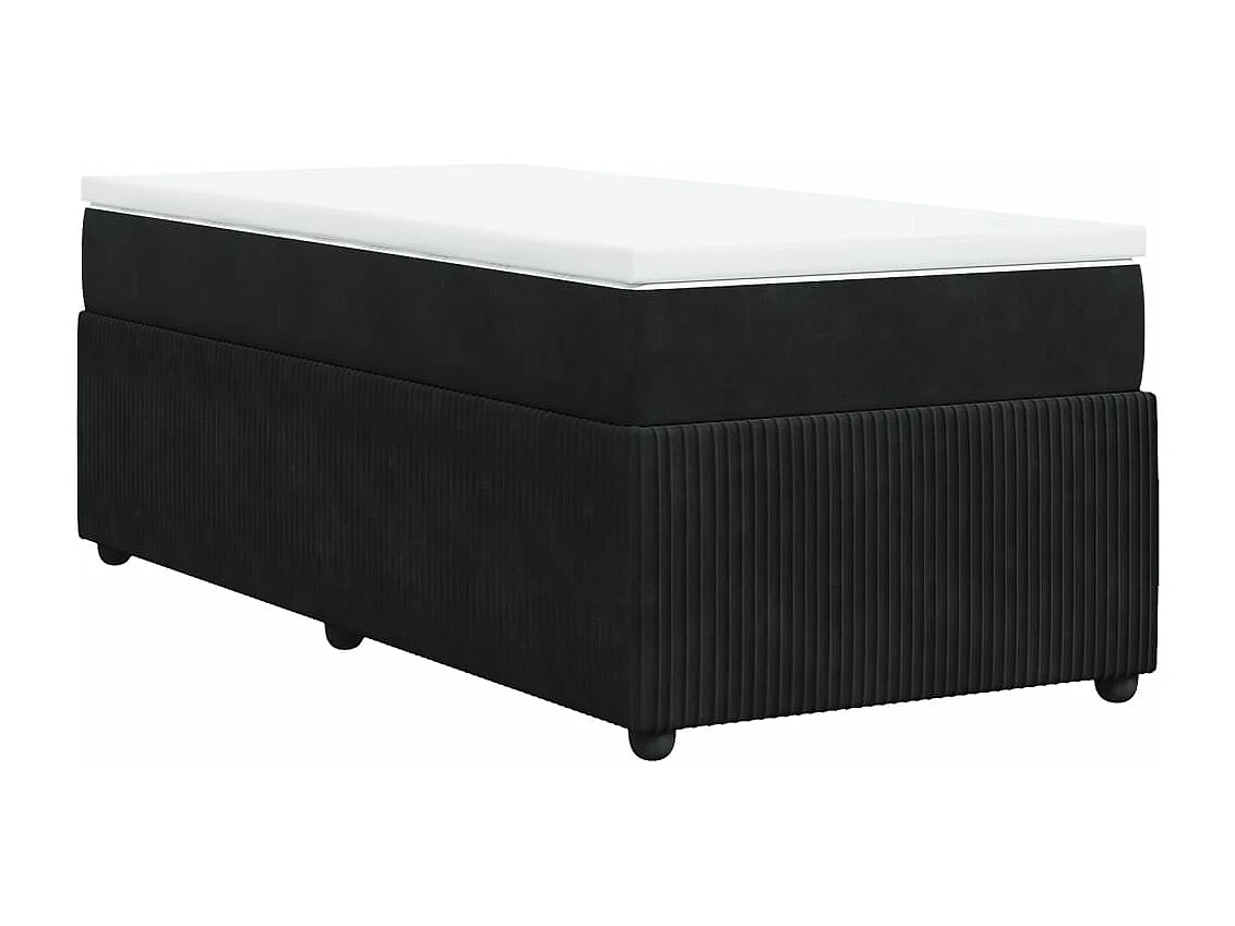 Cama box spring con colchón terciopelo negro 90x200 cm