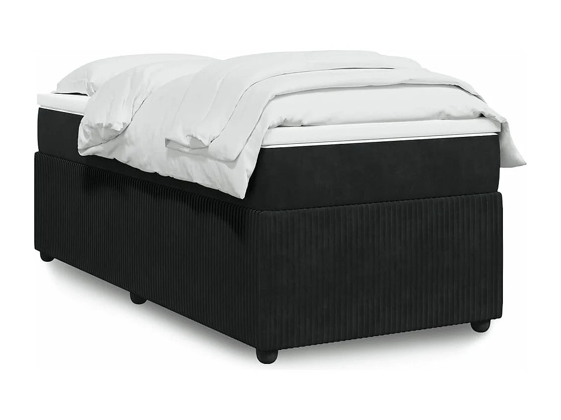 Cama box spring con colchón terciopelo negro 90x200 cm