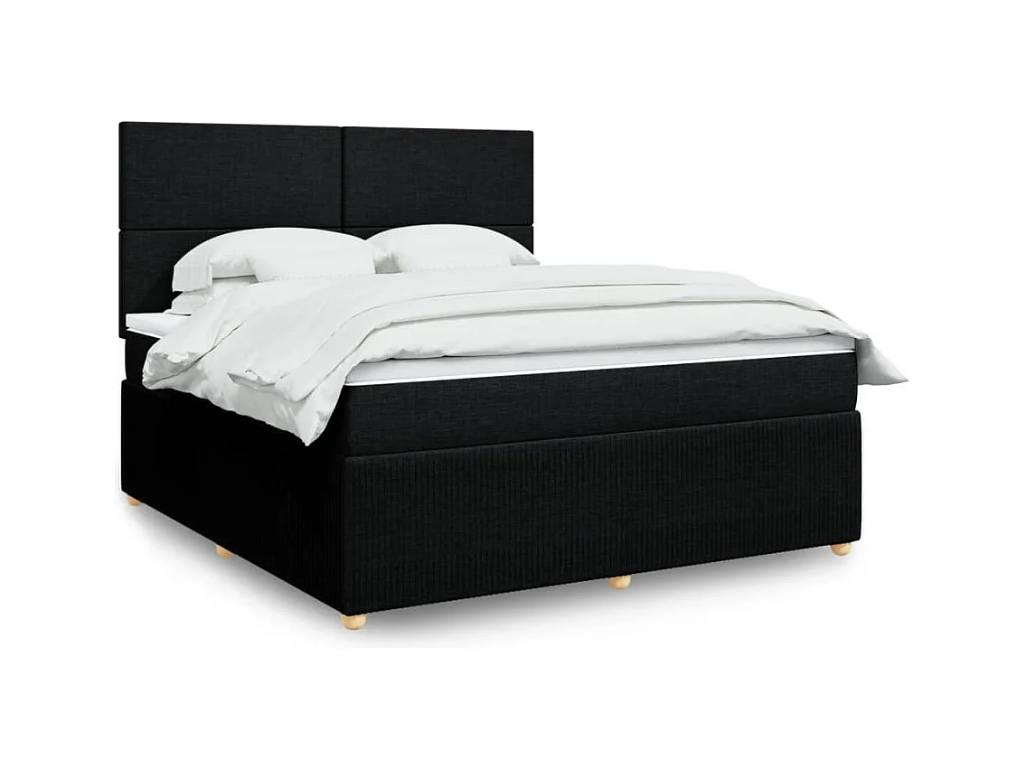Cama box spring con colchón tela negro 180x200 cm