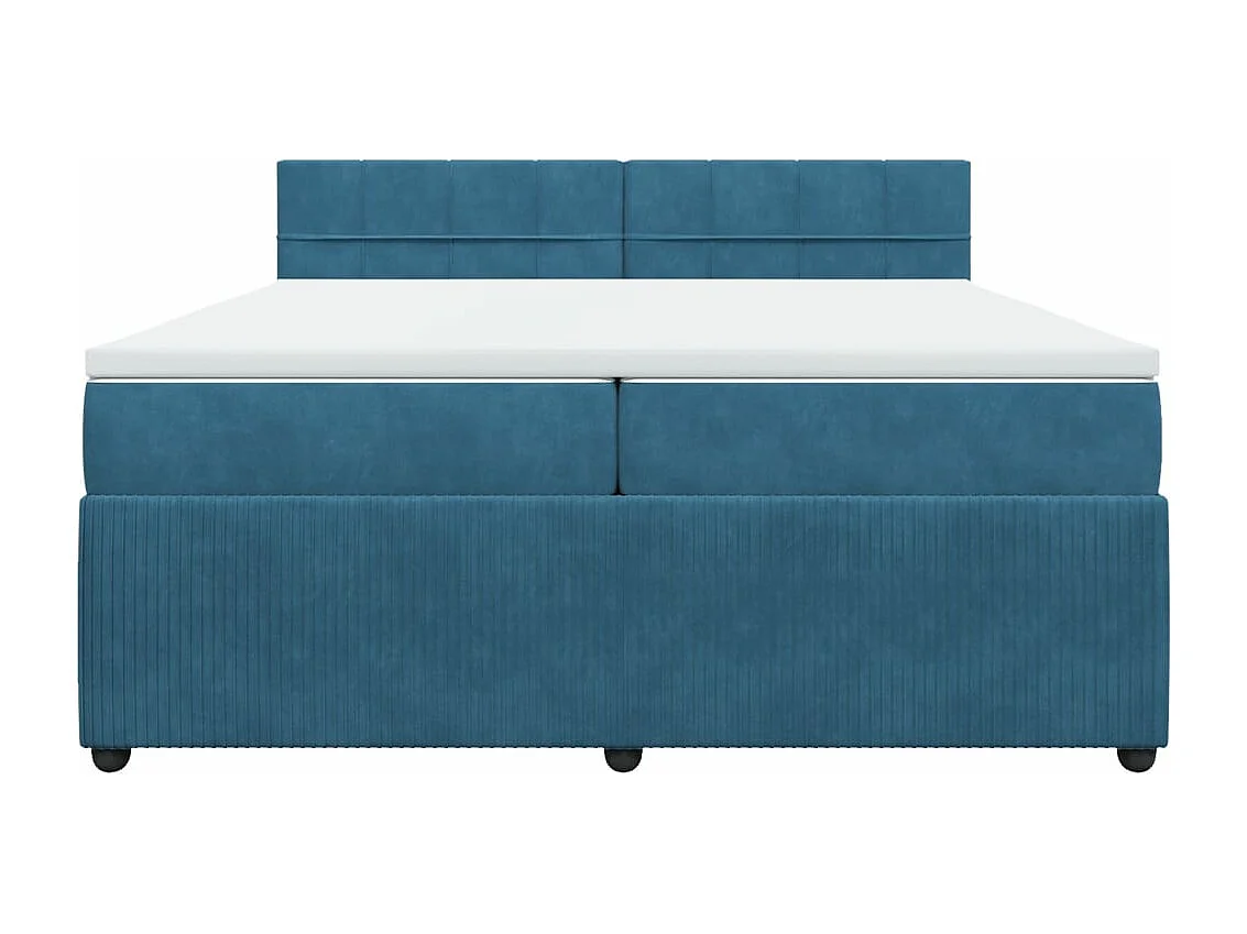 Cama box spring con colchón terciopelo azul 200x200 cm