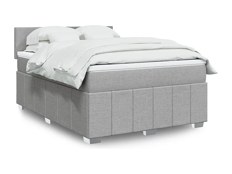 Sommier à lattes de lit avec matelas Gris clair 140x190cm Tissu