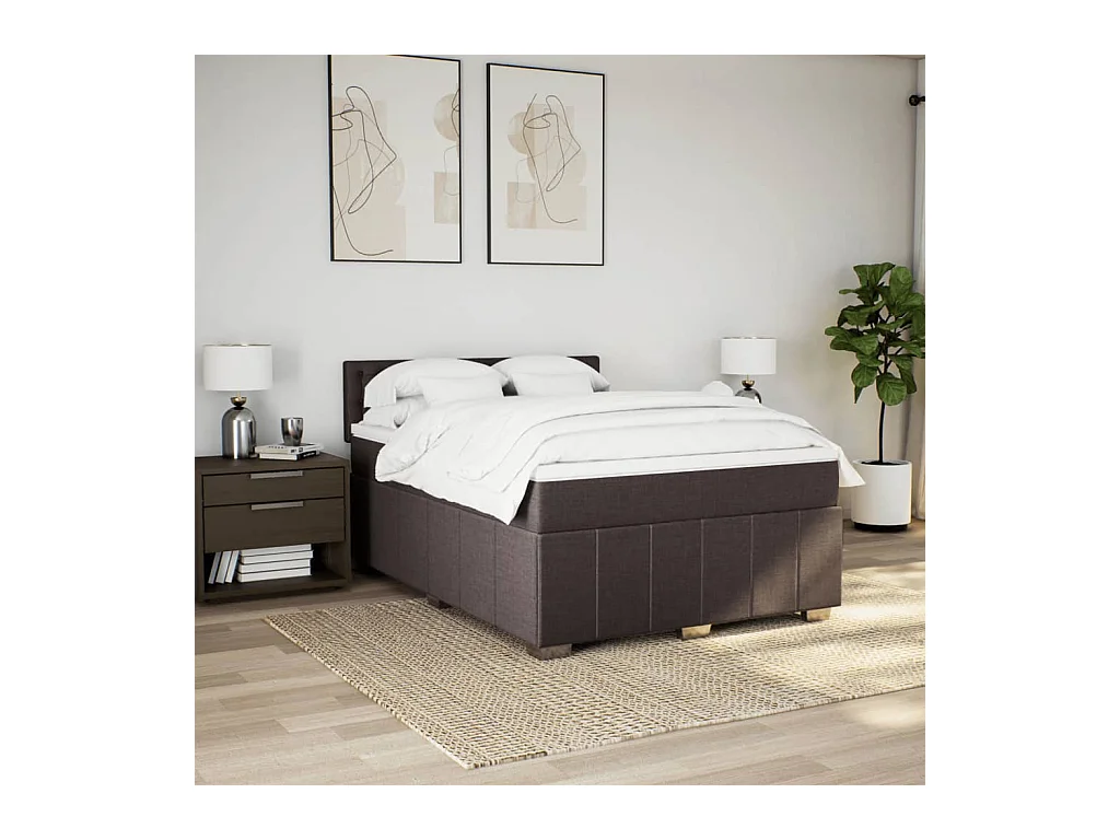 Sommier à lattes de lit avec matelas Marron foncé 160x200 cm