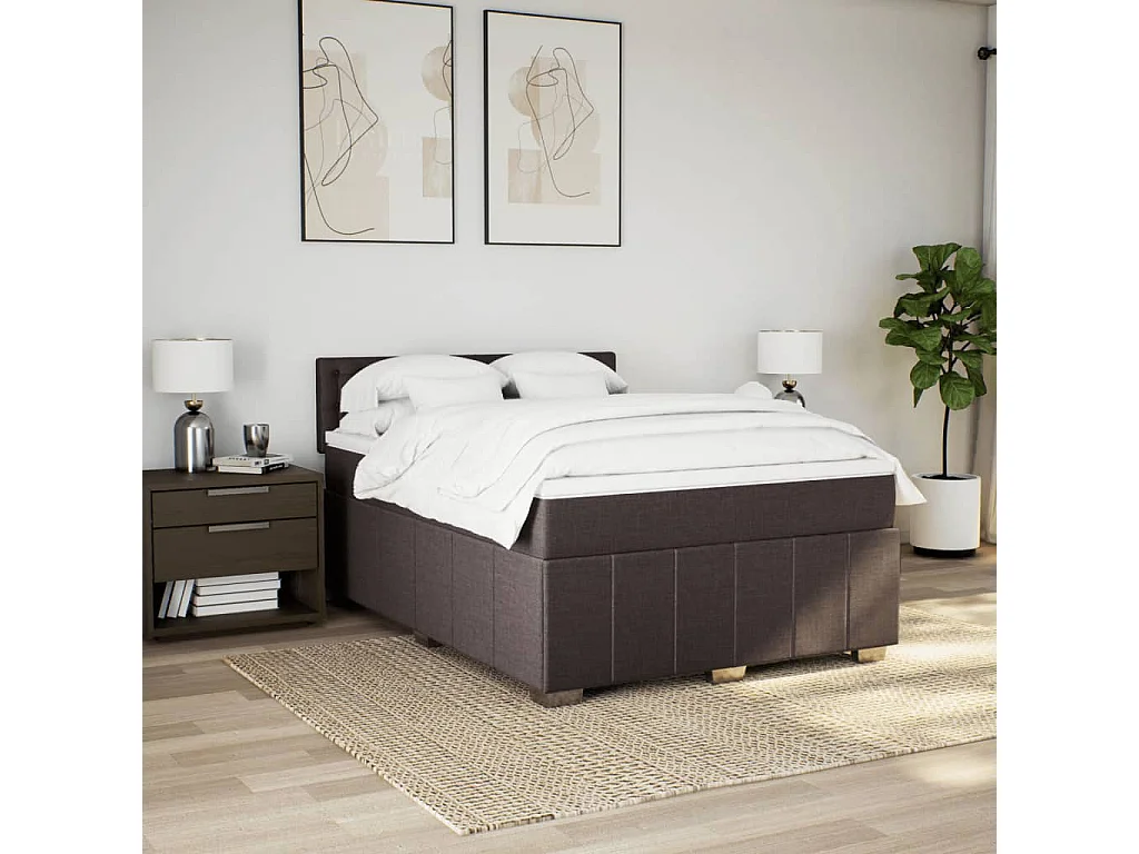 Sommier à lattes de lit avec matelas Marron foncé 160x200 cm
