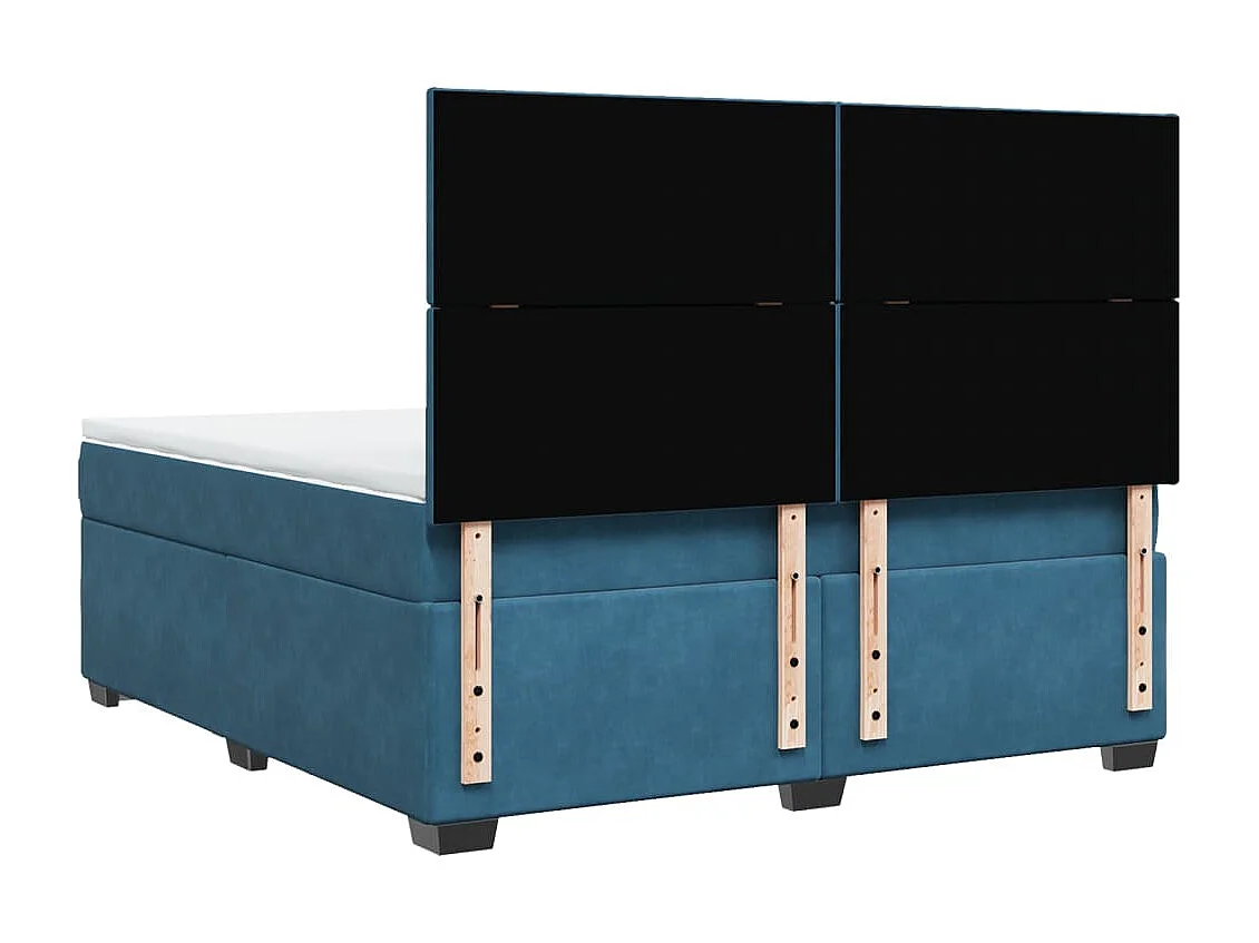 Cama box spring con colchón terciopelo azul 180x200 cm
