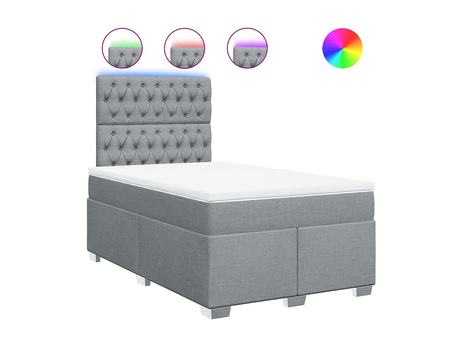 Cama boxspring com colchão 120x190 cm tecido cinzento-claro