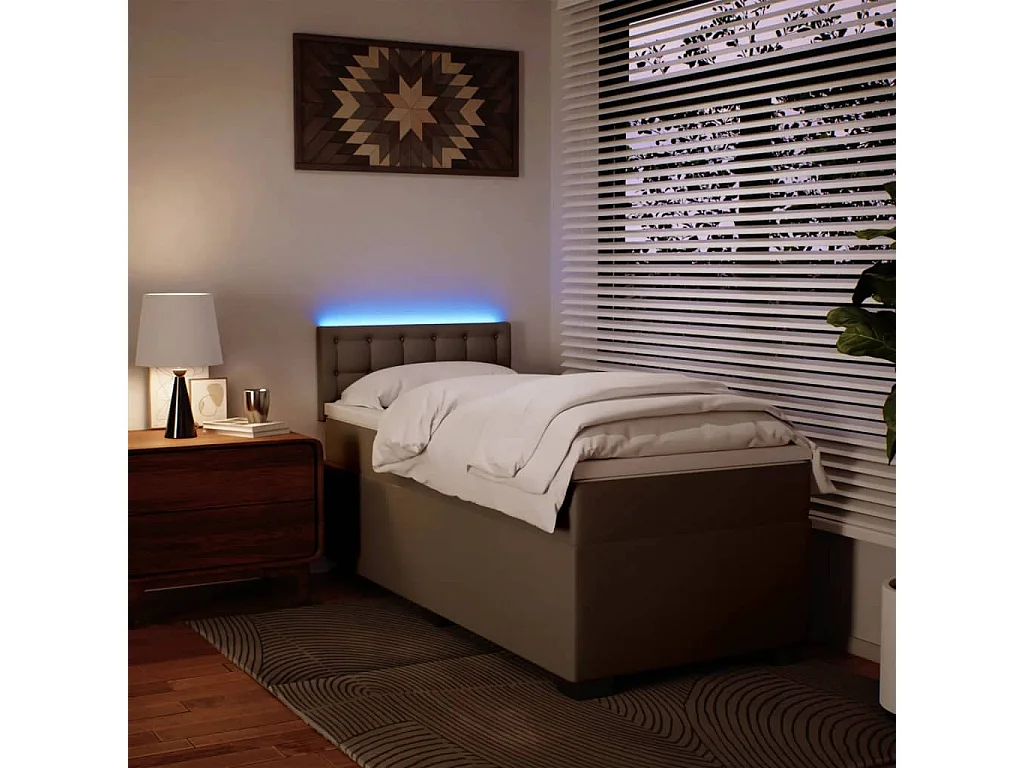 Cama com molas/colchão 90x200 cm couro artificial cappuccino