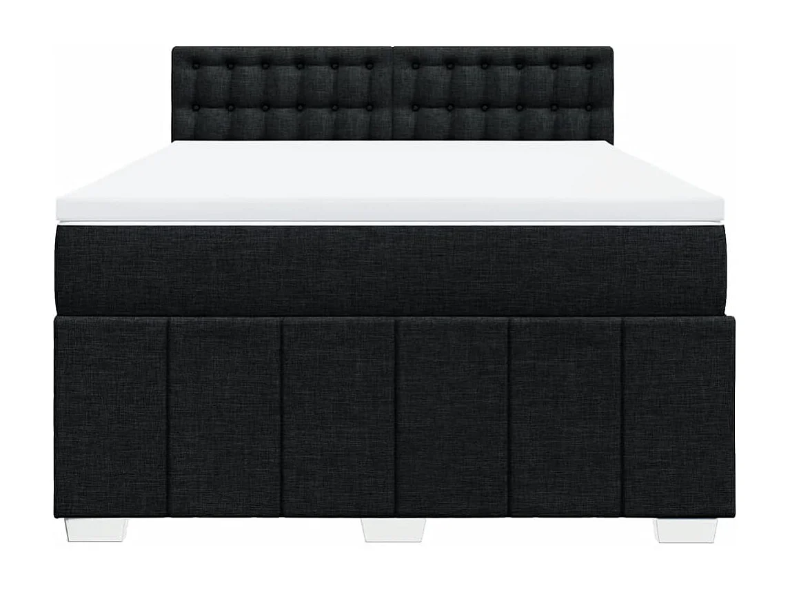 Sommier à lattes de lit avec matelas Noir 140x200 cm Tissu