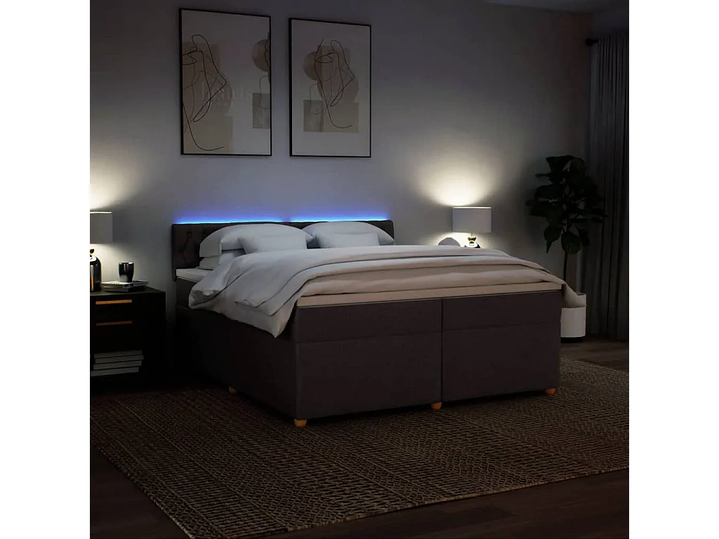 Sommier à lattes de lit avec matelas Marron foncé 200x200 cm