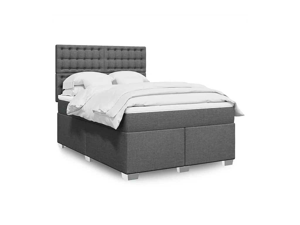 Sommier à lattes de lit avec matelas Gris foncé 160x200cm Tissu