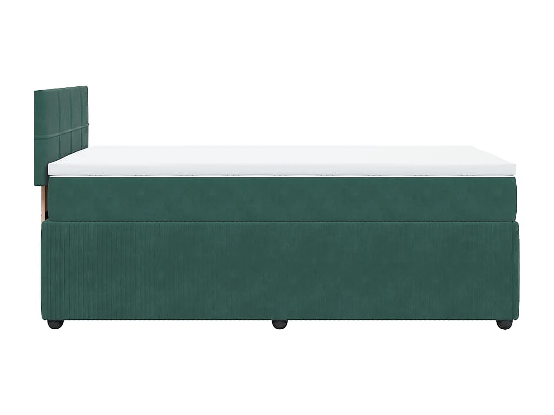 Cama box spring con colchón terciopelo verde oscuro 80x200 cm