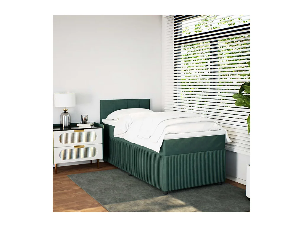 Cama com molas/colchão 80x200 cm veludo verde-escuro