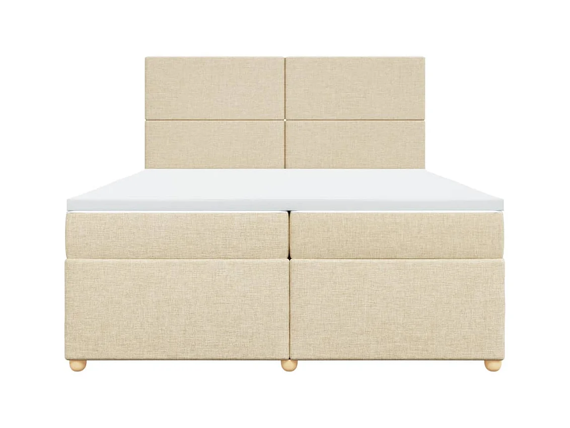 Cama box spring con colchón tela color crema 200x200 cm