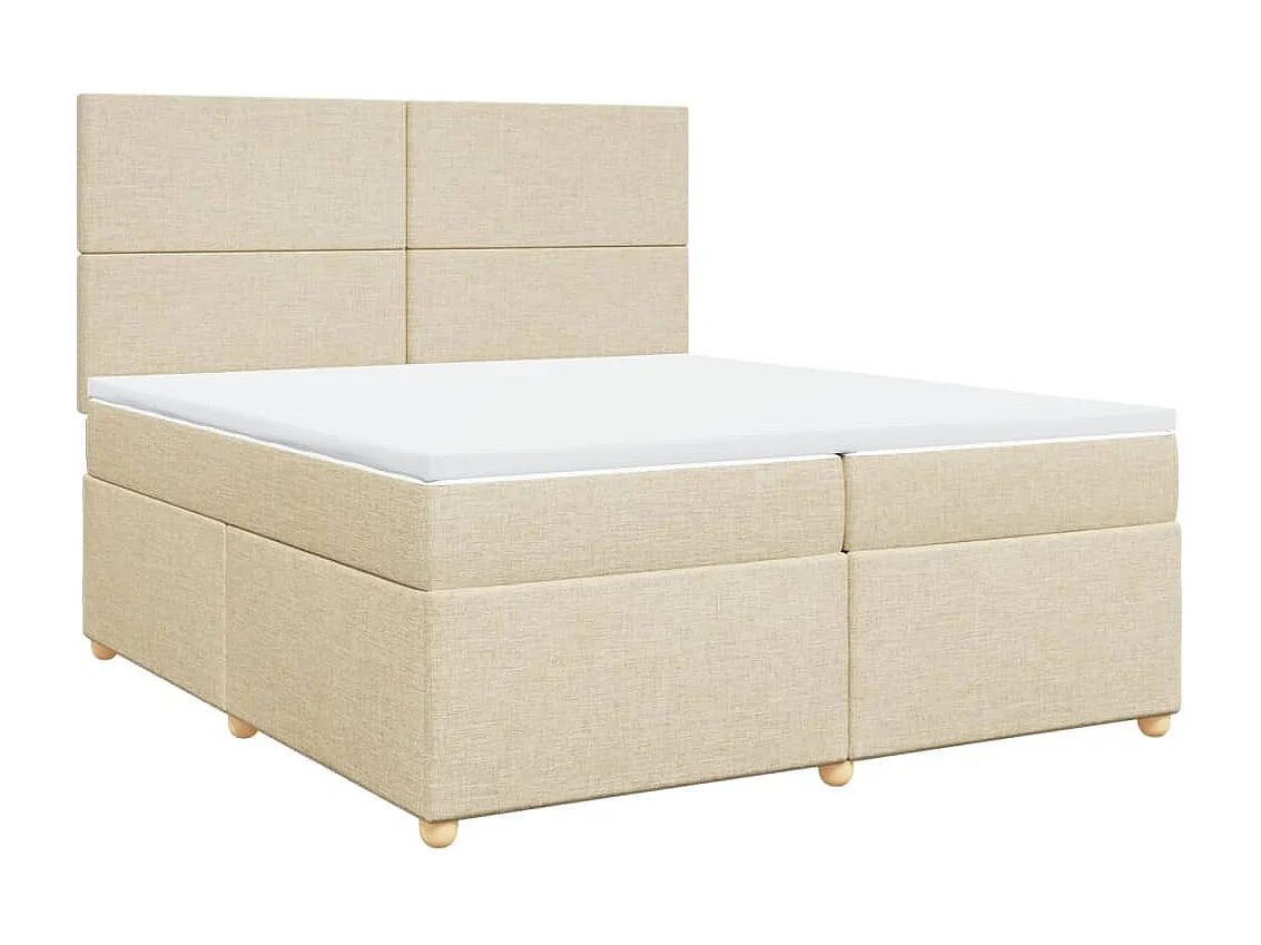 Sommier à lattes de lit avec matelas Crème 200x200 cm Tissu