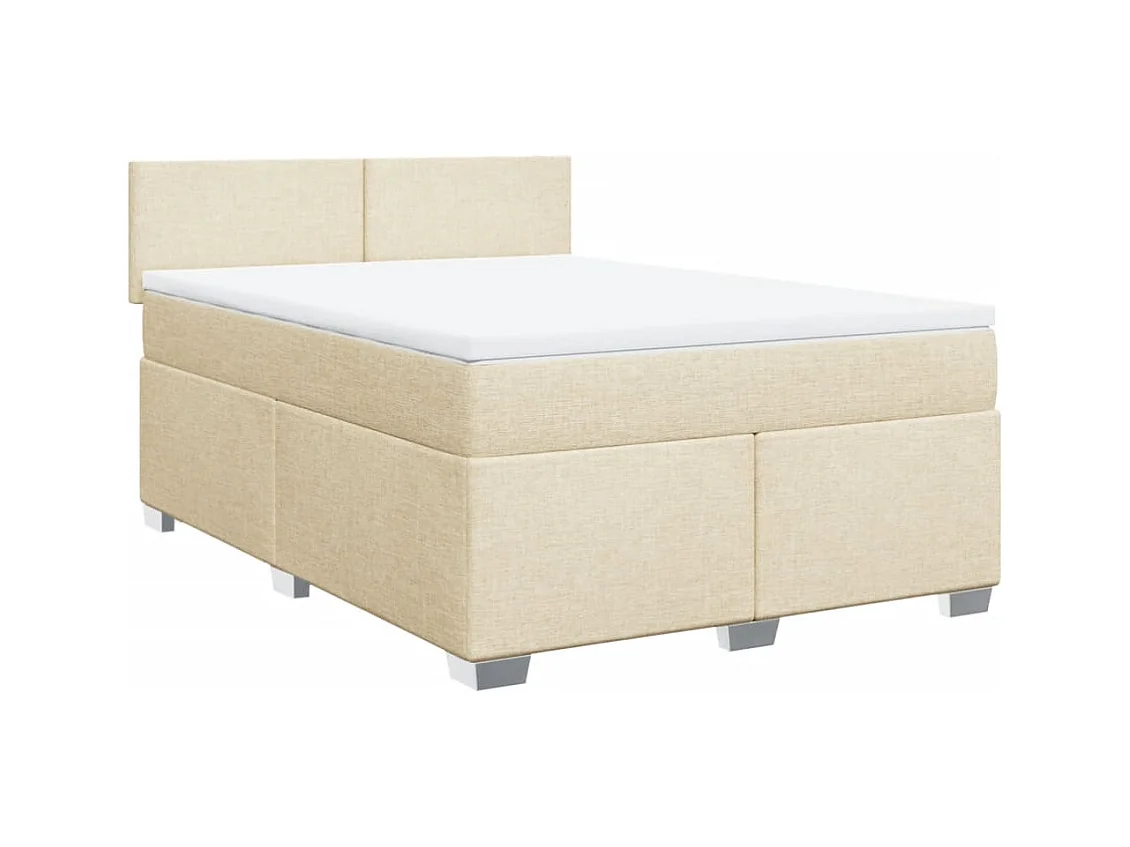 Sommier à lattes de lit avec matelas Crème 160x200 cm Tissu