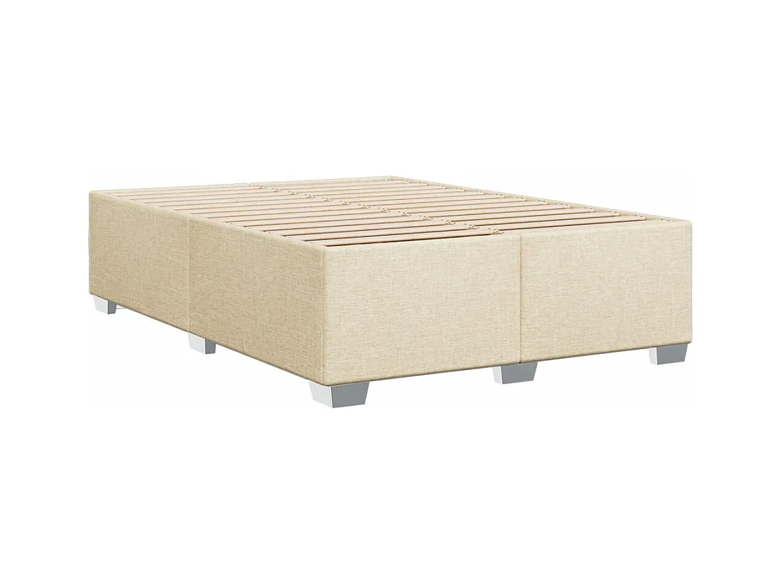 Sommier à lattes de lit avec matelas Crème 160x200 cm Tissu