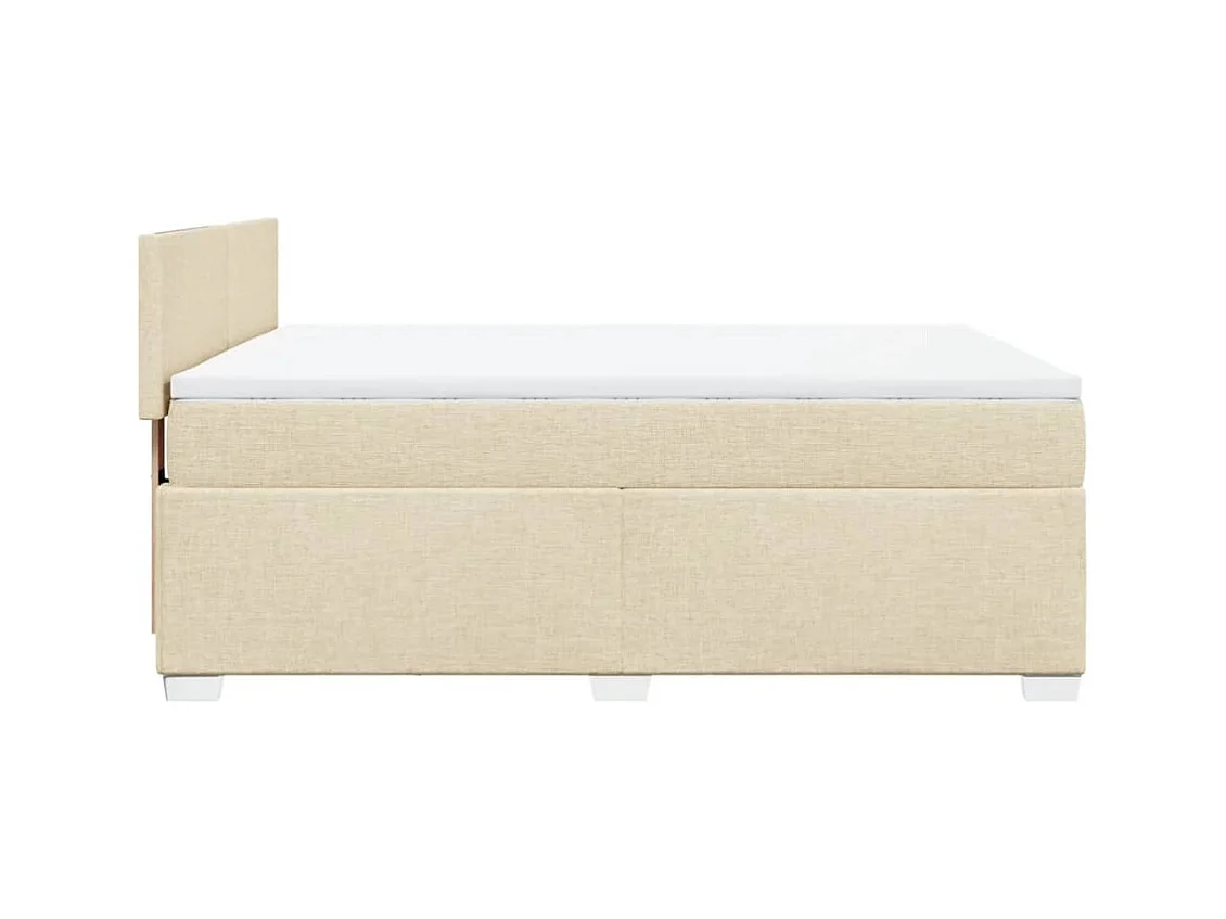 Sommier à lattes de lit avec matelas Crème 160x200 cm Tissu