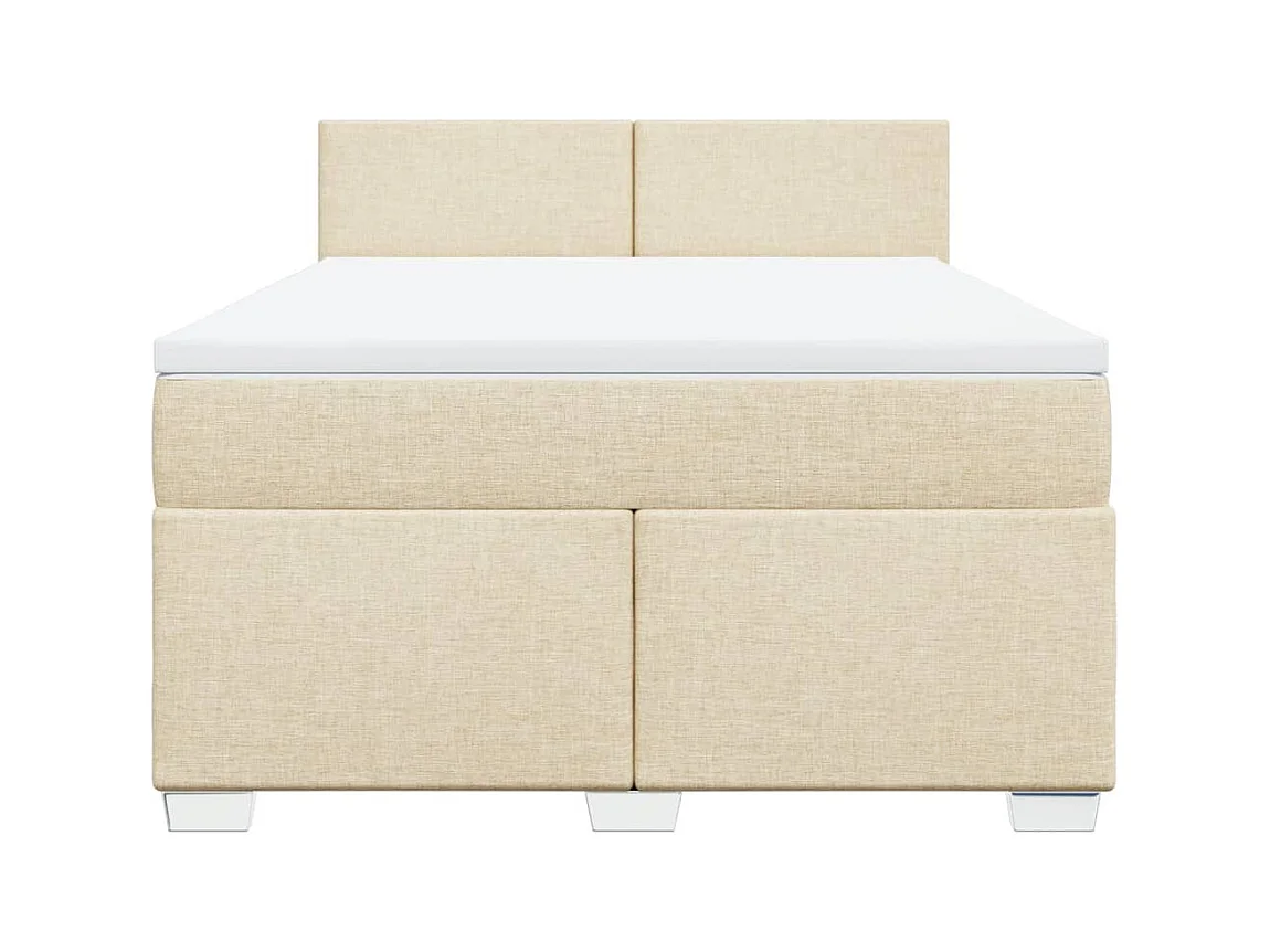 Sommier à lattes de lit avec matelas Crème 160x200 cm Tissu