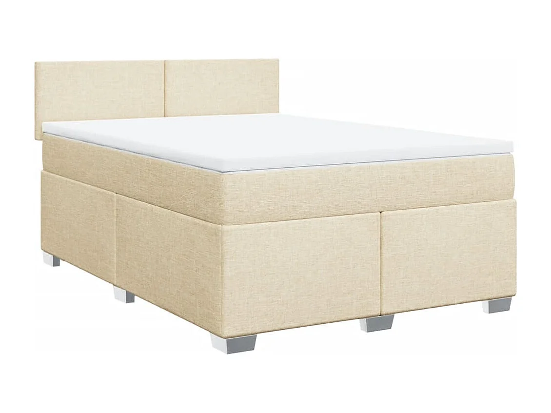 Cama box spring con colchón tela color crema 160x200 cm