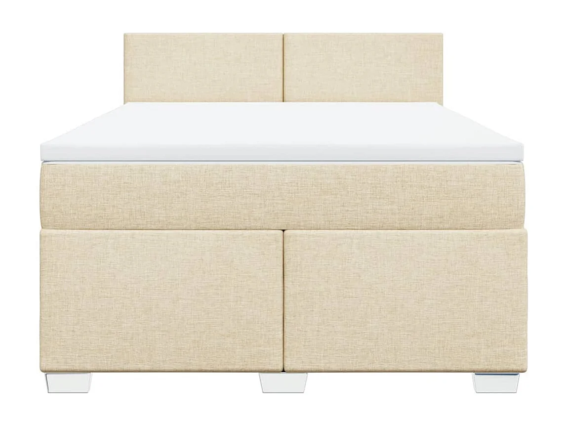 Cama box spring con colchón tela color crema 160x200 cm