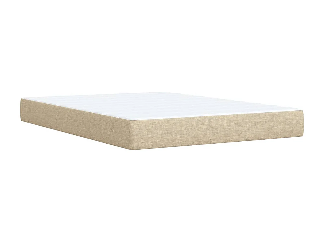 Cama box spring con colchón tela color crema 160x200 cm