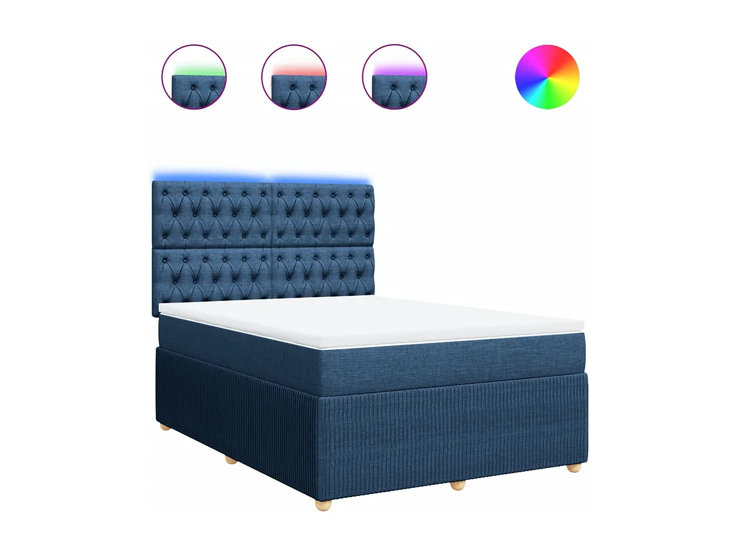 Sommier à lattes de lit avec matelas Bleu 160x200 cm Tissu