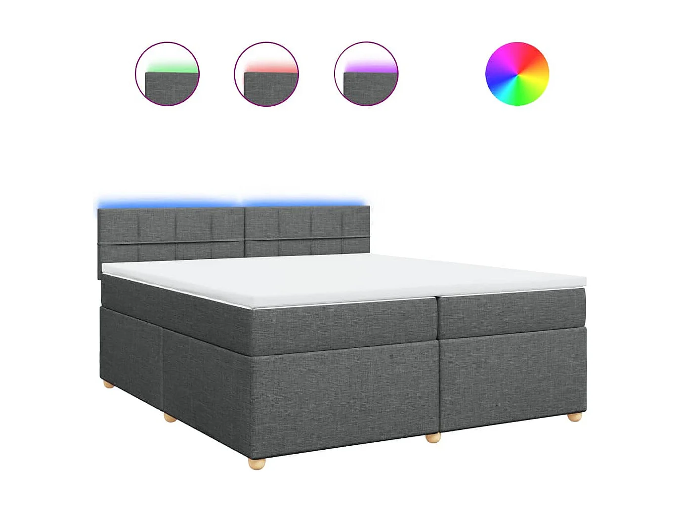 Cama box spring con colchón tela gris oscuro 200x200 cm