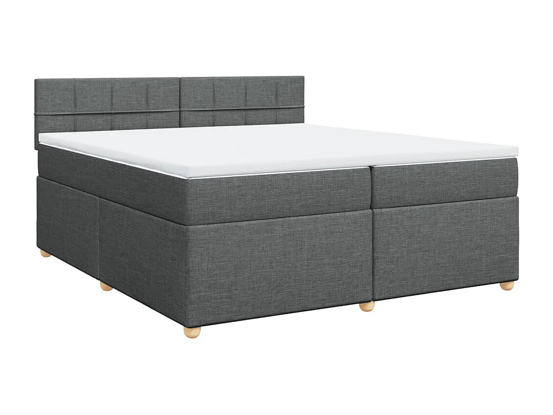 Cama box spring con colchón tela gris oscuro 200x200 cm