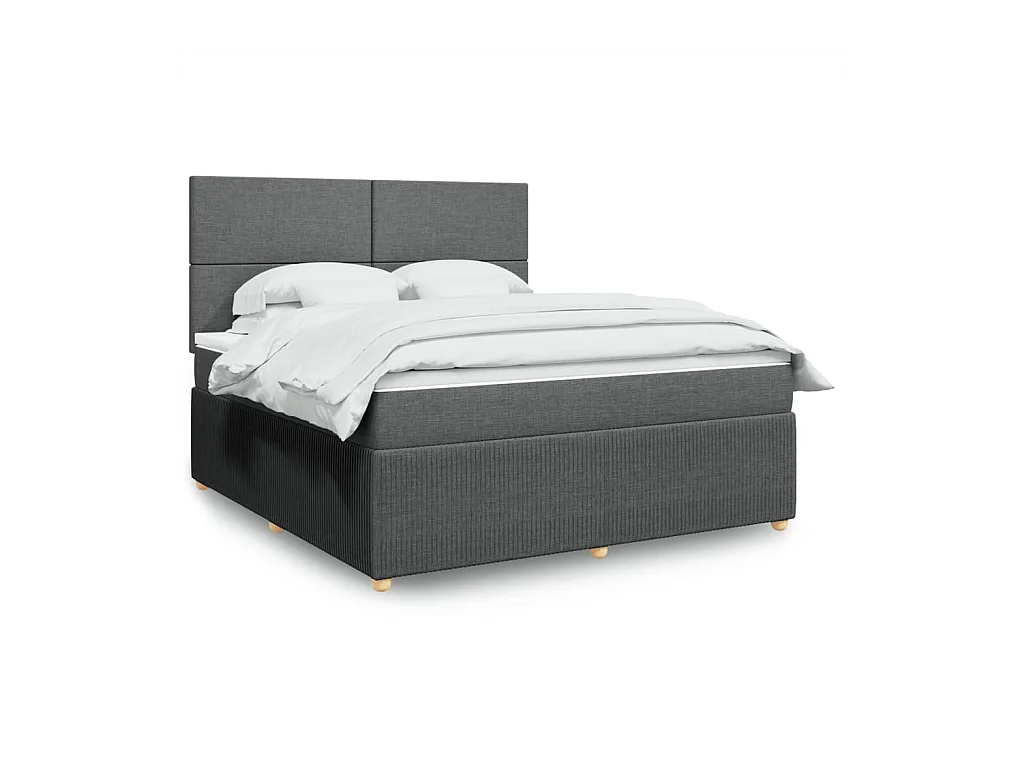 Boxspring met matras stof donkergrijs 180x200 cm