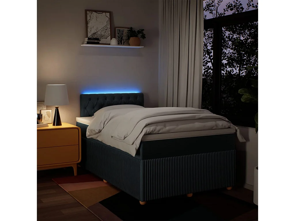 Sommier à lattes de lit avec matelas Bleu 120x200 cm Tissu